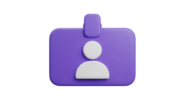 Purple user identification badge icon isolated on transparent background png