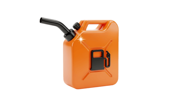 Orange jerrycan fuel container with spout isolated on transparent background png