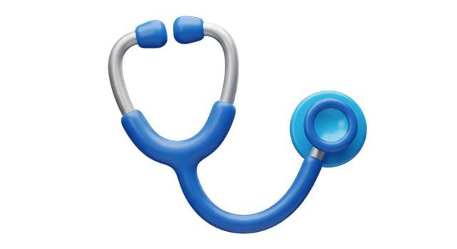 Blue stethoscope medical instrument isolated on transparent background png