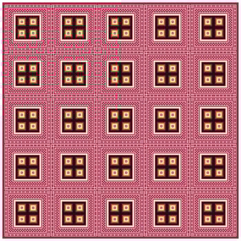 A dynamic print pattern showcasing colorful squares and lines in an abstract arrangement. vector