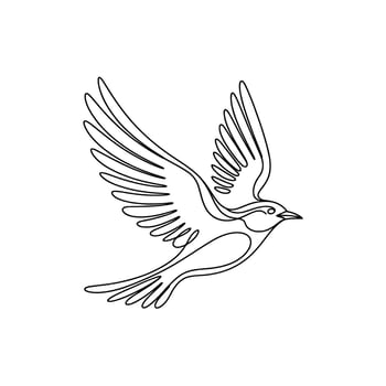 Elegant Single Line Bird Illustration Minimalist Design of Bird in Flight Graceful Simplicity Art vector