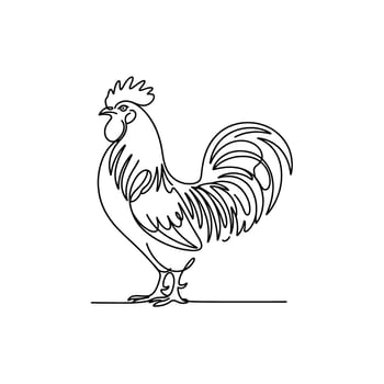 Elegant Rooster Illustration A Minimalist Black and White Line Art Depiction of Poultry vector