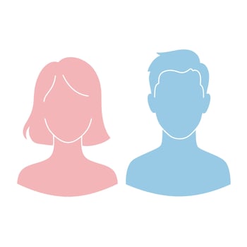A man and woman are shown in silhouette vector