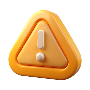 3D Rendered Warning Icon Exclamation Mark in Triangle png