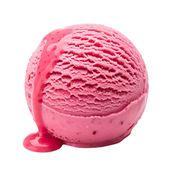 Scoop of Pink Ice Cream with Drizzle strawberry dessert isolated on a transparent background png