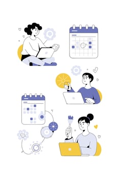 Illustrations of workspace and planning tools vector