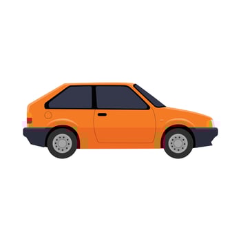 orange compact car illustration vector