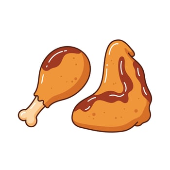 Chicken wings and bone on white background vector