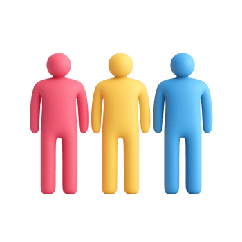 Colorful diversity, icon human figurines representing workplace 3d standing together on transparent background png