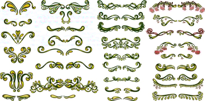 Floral decorative elements for designs vector