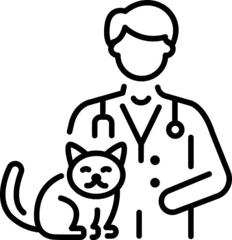 A outline style icon depicting cat checkup vector