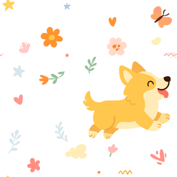 Seamless pattern with funny cartoon corgis dogs. . Cute dogs seamless pattern. dog pattern design in hand-drawn style. animal printGreat for fabric, textile png
