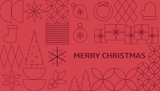 Merry Christmas graphic design with shapes vector