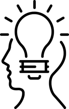 A line style icon showing creative mind vector