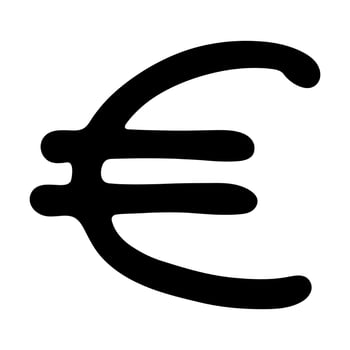 Money Brush Hand drawn euro currency symbol. Brush stroke doodle. Single element for design vector