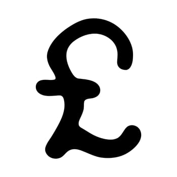 Money Brush Hand drawn british pound currency symbol. Brush stroke doodle. Single element for design vector