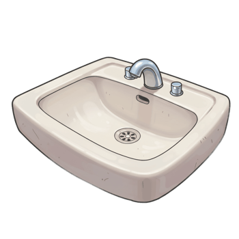 Bathroom sink illustration for design and hygiene projects png