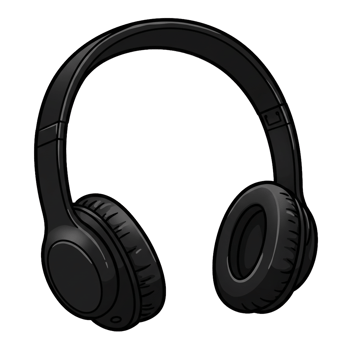 Black wireless headset illustration for audio technology and digital entertainment png
