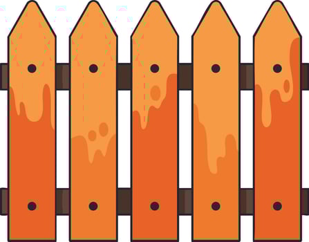 Wooden Fence Illustration with Orange Gradient Color and Vertical Planks Graphic Design vector