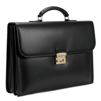 Black leather briefcase business professional work accessory png