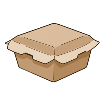 Cardboard food container for takeout delivery isolated on transparent background png