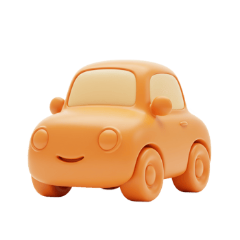 Cartoon car orange isolated vehicle toy illustration design png