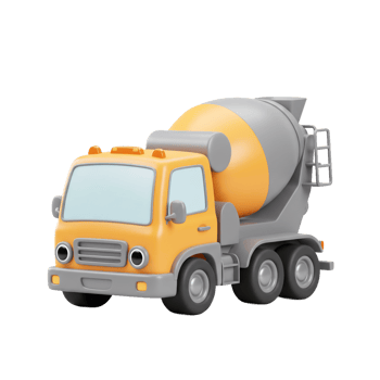 Cartoon cement mixer truck 3 d rendering isolated on transparent background png