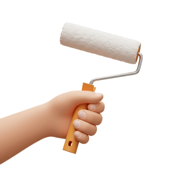 Cartoon hand holding paint roller renovation decorating tool png