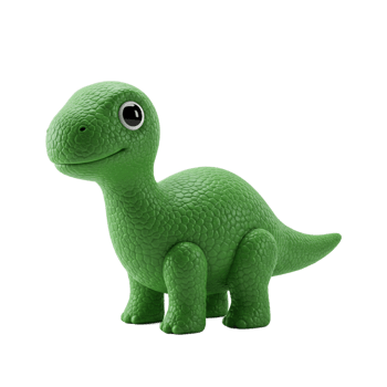 Cartoon green dinosaur isolated on transparent background digital render png
