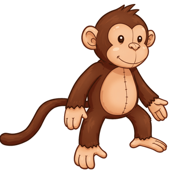 Cartoon monkey illustration standing upright with friendly smile and playful pose png