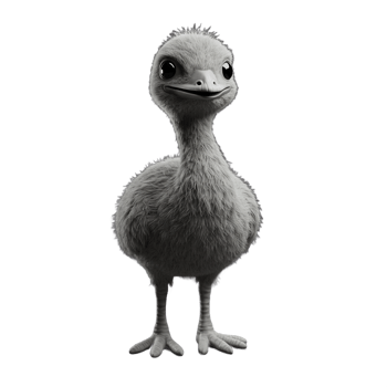 Cartoon ostrich illustration standing isolated against transparent background png