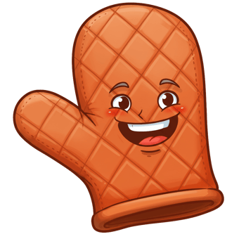 Cartoon oven mitt character for cooking and baking illustration png