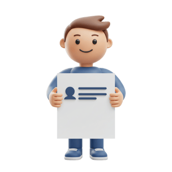 Cartoon person holding profile sign 3 d render illustration for business or information concept png