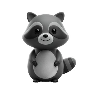 Cartoon raccoon stand digital render animal wildlife character design element png