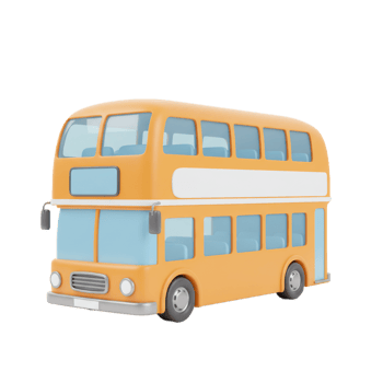 Cartoon style double decker bus for city transportation and tourism png