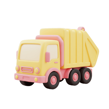 Cartoon style garbage truck illustration isolated on transparent background png