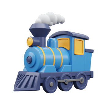 Cartoon toy train engine locomotive steam transportation vehicle isolated graphic design png