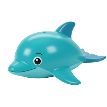 Cheerful turquoise dolphin illustration of a toy marine mammal png