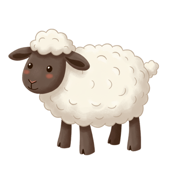 Cute cartoon sheep illustration isolated on transparent background farm animal graphic art png