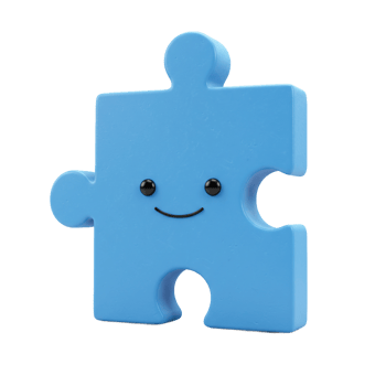 Cute smiling puzzle piece icon illustration on transparent background png