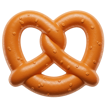 Delicious brown pretzel with salt close up studio shot overhead flat lay png