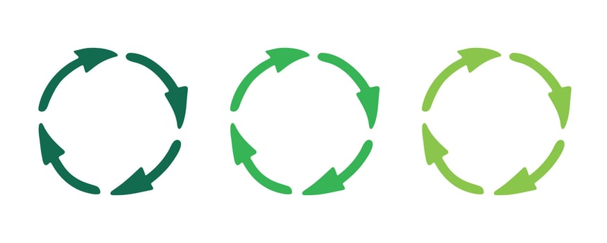 Hand drawn recycle arrow icon Recycling resources symbol Reuse of materials, zero waste, green environment, saving the planet ecology motion vector