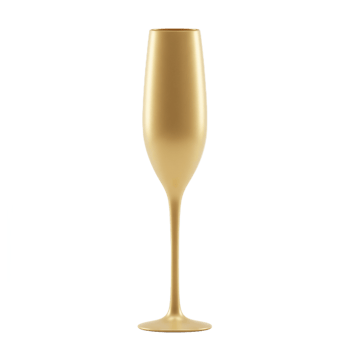 Elegant golden champagne flute against transparent background isolated png