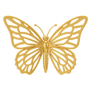 Elegant golden butterfly design intricate wing pattern decorative insect symbol png