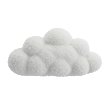 Fluffy white cloud shape isolated on transparent background soft plush texture graphic sky element symbol png