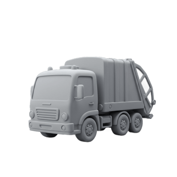 Garbage truck gray monochrome vehicle for urban waste management png