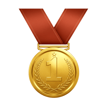 Gold medal with red ribbon symbol of achievement on transparent background png