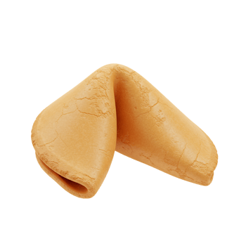 Golden fortune cookie isolated on transparent background reveals message inside png