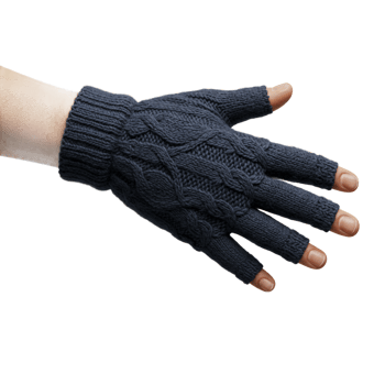 Hand wearing knit fingerless glove fashion accessory studio shot png