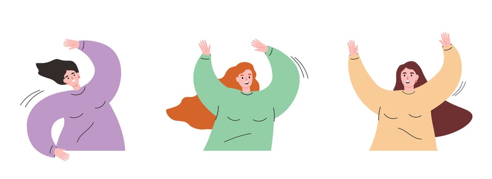 Three women dancing with joy vector